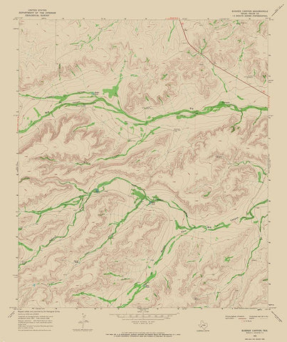 Busher Canyon Texas Quad - USGS 1968 White Modern Wood Framed Art Print with Double Matting by USGS