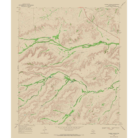 Busher Canyon Texas Quad - USGS 1968 Black Modern Wood Framed Art Print with Double Matting by USGS
