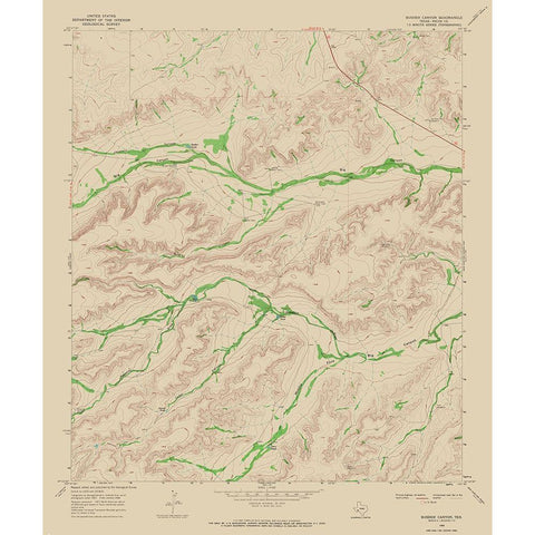 Busher Canyon Texas Quad - USGS 1968 Gold Ornate Wood Framed Art Print with Double Matting by USGS