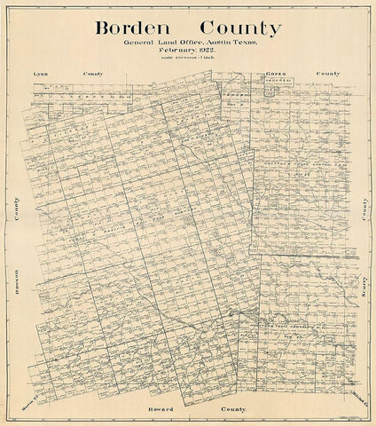 Borden County Texas - Hedick 1922  Black Ornate Wood Framed Art Print with Double Matting by Hedick