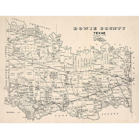 Bowie County Texas - Abrams 1894  Gold Ornate Wood Framed Art Print with Double Matting by Abrams
