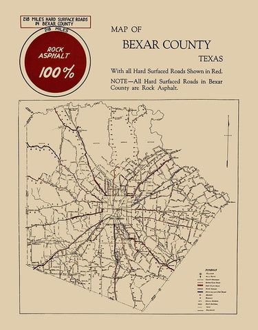 Bexar Texas Road - 1923 Black Ornate Wood Framed Art Print with Double Matting by Unknown