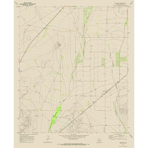 Belding Texas Quad - USGS 1970 White Modern Wood Framed Art Print by USGS