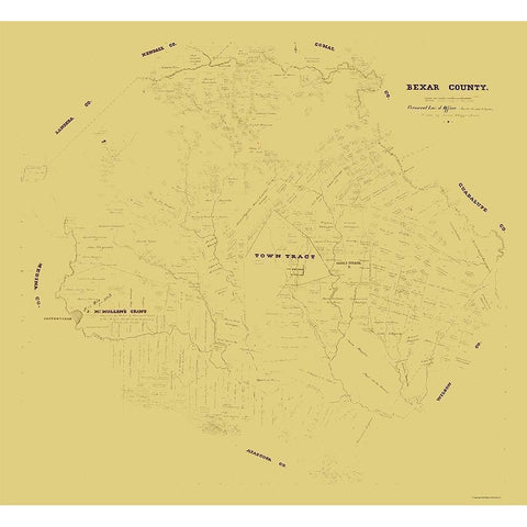 Bexar County Texas - Klappenbach 1871 White Modern Wood Framed Art Print by Klappenbach