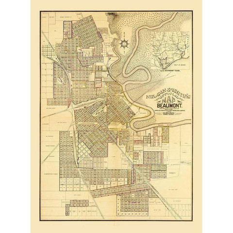 Beaumont Texas - White 1902  White Modern Wood Framed Art Print by White
