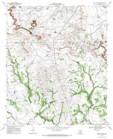 Beal Hollow Texas Quad - USGS 1969 White Modern Wood Framed Art Print with Double Matting by USGS