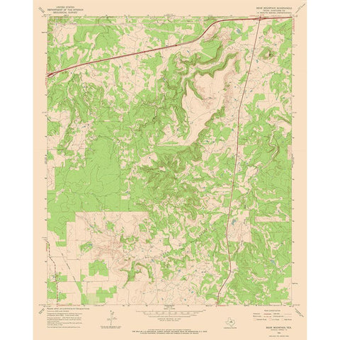 Bear Mountain Texas Quad - USGS 1966 Black Modern Wood Framed Art Print with Double Matting by USGS