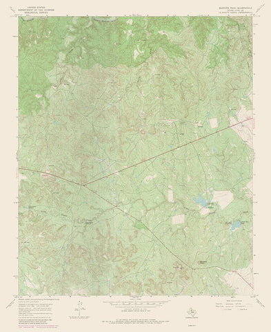 Buzzard Peak Texas Quad - USGS 1967 White Modern Wood Framed Art Print with Double Matting by USGS