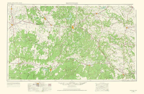 Brownwood Texas Quad - USGS 1965 Black Ornate Wood Framed Art Print with Double Matting by USGS