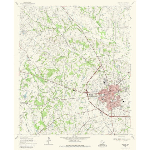 Brenham Texas Quad - USGS 1963 White Modern Wood Framed Art Print by USGS