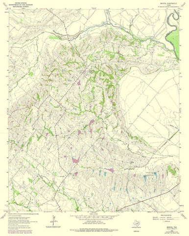 Bristol Texas Quad - USGS 1962 White Modern Wood Framed Art Print with Double Matting by USGS