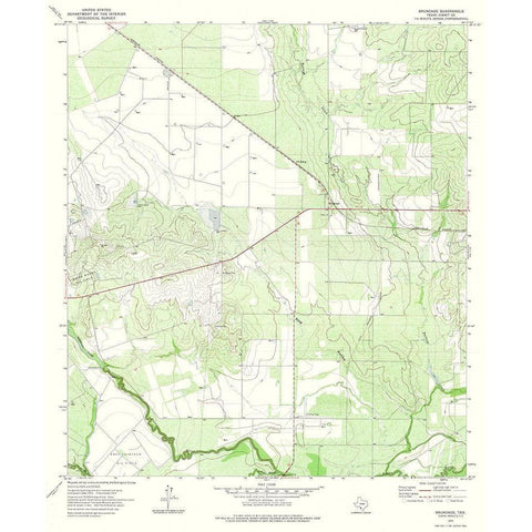 Brundage Texas Quad - USGS 1972 White Modern Wood Framed Art Print by USGS