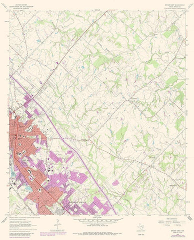 East Bryan Texas Quad - USGS 1962 White Modern Wood Framed Art Print with Double Matting by USGS