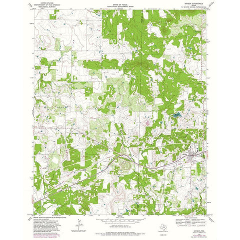 Bryson Texas Quad - USGS 1964 White Modern Wood Framed Art Print by USGS