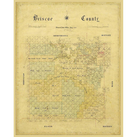 Briscoe County Texas - 1881 Black Modern Wood Framed Art Print with Double Matting by Unknown