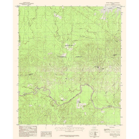 Boykin Spring Texas Quad - USGS 1984 White Modern Wood Framed Art Print by USGS