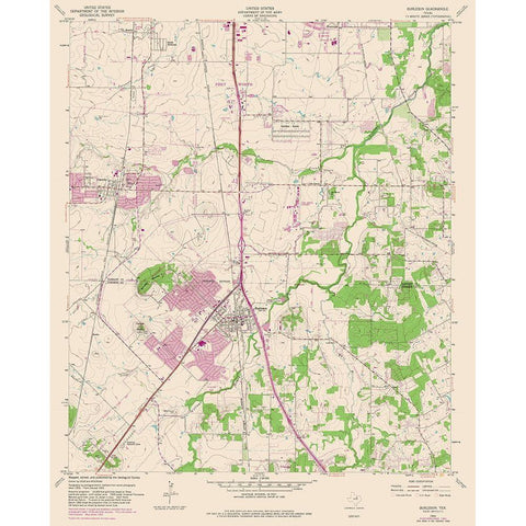 Burleson Texas Quad - USGS 1955 Black Modern Wood Framed Art Print with Double Matting by USGS