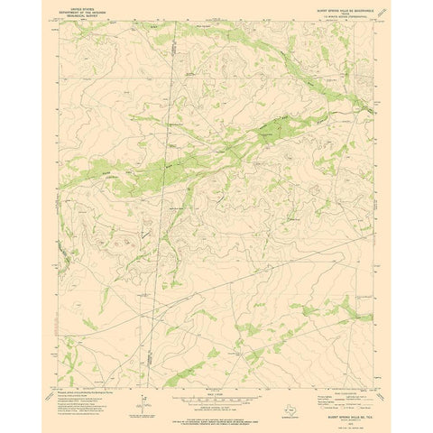 Burnt Spring Hills Texas Quad - USGS 1973 White Modern Wood Framed Art Print by USGS