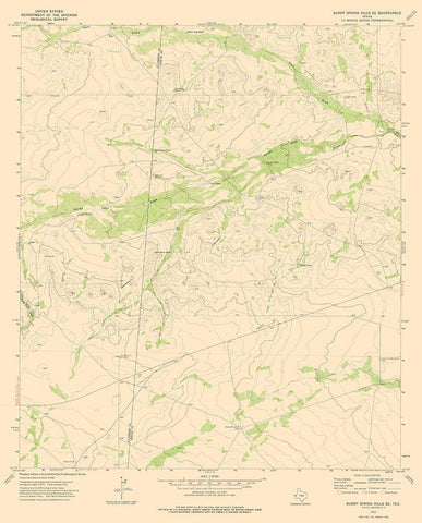 Burnt Spring Hills Texas Quad - USGS 1973 Black Ornate Wood Framed Art Print with Double Matting by USGS