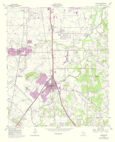 Burleson Texas Quad - USGS 1974 White Modern Wood Framed Art Print with Double Matting by USGS