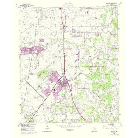 Burleson Texas Quad - USGS 1974 Gold Ornate Wood Framed Art Print with Double Matting by USGS