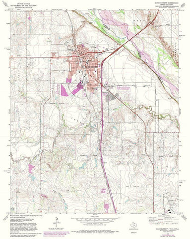 Burkburnett Texas Quad - USGS 1972 White Modern Wood Framed Art Print with Double Matting by USGS