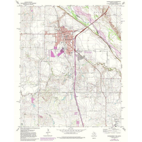 Burkburnett Texas Quad - USGS 1972 Gold Ornate Wood Framed Art Print with Double Matting by USGS