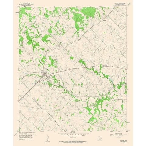 Burton Texas Quad - USGS 1958 Black Modern Wood Framed Art Print with Double Matting by USGS