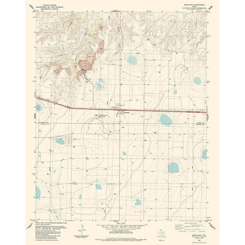 Bushland Texas Quad - USGS 1984 White Modern Wood Framed Art Print by USGS