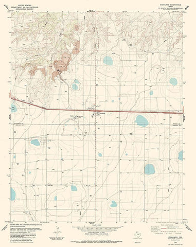 Bushland Texas Quad - USGS 1984 White Modern Wood Framed Art Print with Double Matting by USGS