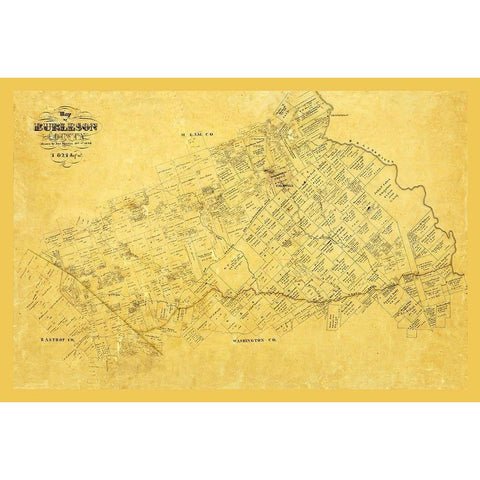 Burleson County Texas - Martin 1856 Gold Ornate Wood Framed Art Print with Double Matting by Martin