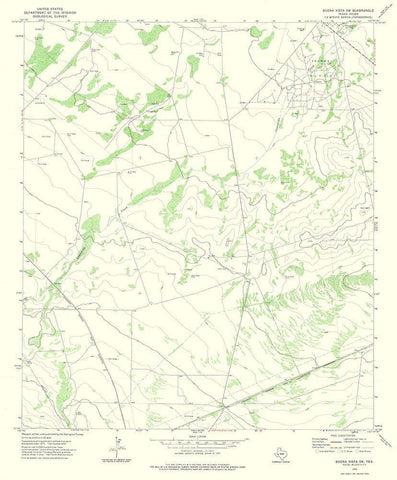 South West Buena Vista Texas Quad - USGS 1972 White Modern Wood Framed Art Print with Double Matting by USGS