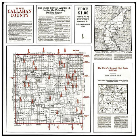 Callahan Texas Oil - 1919 White Modern Wood Framed Art Print with Double Matting by Unknown