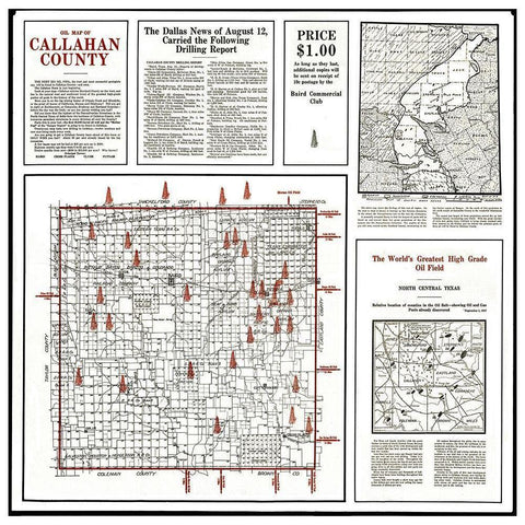 Callahan Texas Oil - 1919 Black Modern Wood Framed Art Print with Double Matting by Unknown