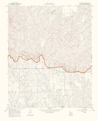 Canadian Southeast Texas Quad - USGS 1970 White Modern Wood Framed Art Print with Double Matting by USGS