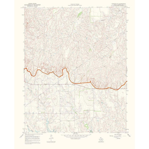 Canadian Southeast Texas Quad - USGS 1970 White Modern Wood Framed Art Print by USGS