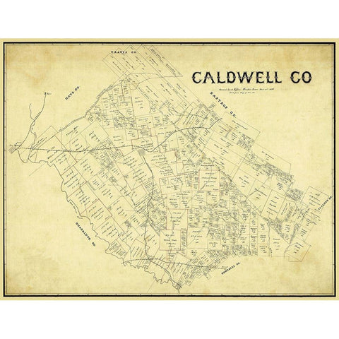 Caldwell County Texas - 1896 Black Modern Wood Framed Art Print by Unknown