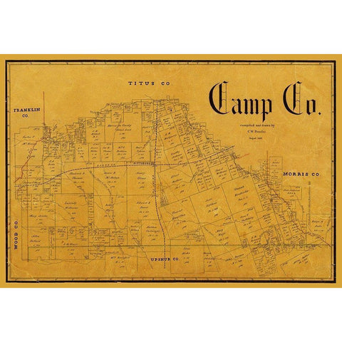 Camp County Texas - Pressler 1897 White Modern Wood Framed Art Print by Pressler