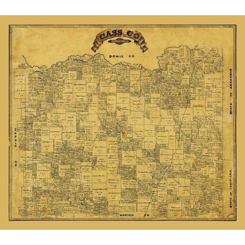 Cass County Texas - 1884 White Modern Wood Framed Art Print by Unknown