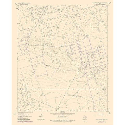 Clark Brothers Ranch Texas Quad - USGS 1981 White Modern Wood Framed Art Print by USGS