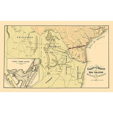 Corpus Christi and Rio Grande Railway 1874 White Modern Wood Framed Art Print by Bien