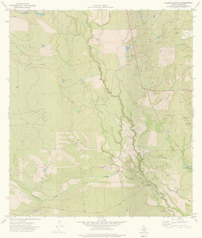 Caiman Creek NE Texas Quad - USGS 1974 White Modern Wood Framed Art Print with Double Matting by USGS