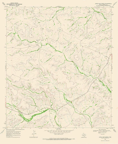 Circle Dot Ranch Texas Quad - USGS 1969 White Modern Wood Framed Art Print with Double Matting by USGS