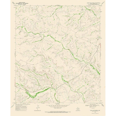 Circle Dot Ranch Texas Quad - USGS 1969 White Modern Wood Framed Art Print by USGS