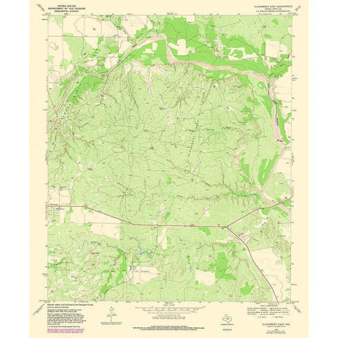 Clairemont East Texas Quad - USGS 1981 Gold Ornate Wood Framed Art Print with Double Matting by USGS