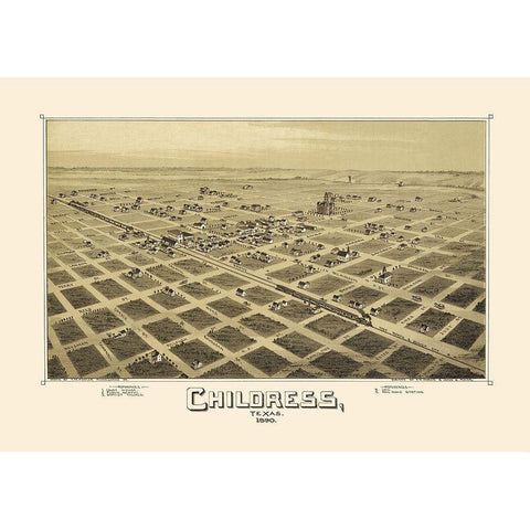 Childress Texas - Fowler 1890 Black Modern Wood Framed Art Print by Fowler