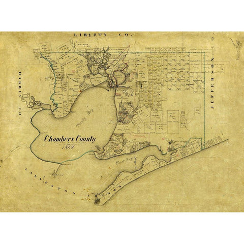 Chambers County Texas - Bieberstein 1862 White Modern Wood Framed Art Print by Bieberstein