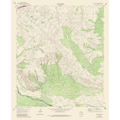 China Lake Texas Quad - USGS 1981- 23 x 28.23 Gold Ornate Wood Framed Art Print with Double Matting by USGS