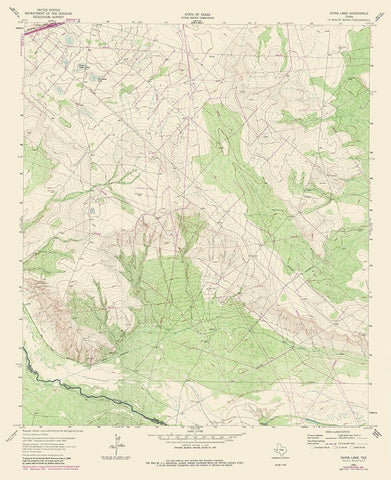 China Lake Texas Quad - USGS 1981- 23 x 28.23 Black Ornate Wood Framed Art Print with Double Matting by USGS