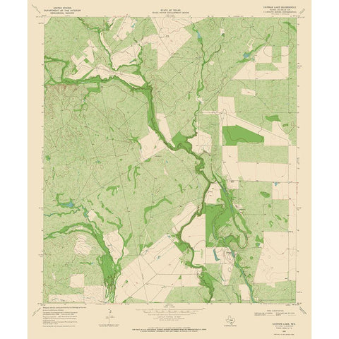 Cayman Lake Texas Quad - USGS 1969 Black Modern Wood Framed Art Print with Double Matting by USGS